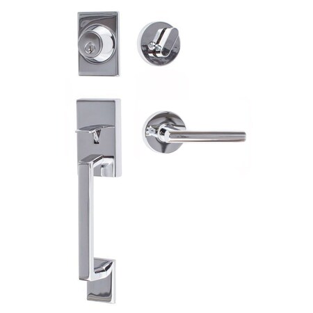 Sure-Loc Hardware Sure-Loc Hardware Koln Handleset with Round Thumb Turn, Juneau Interior Trim Lever, Polished Chrome KN507-R-JU 26